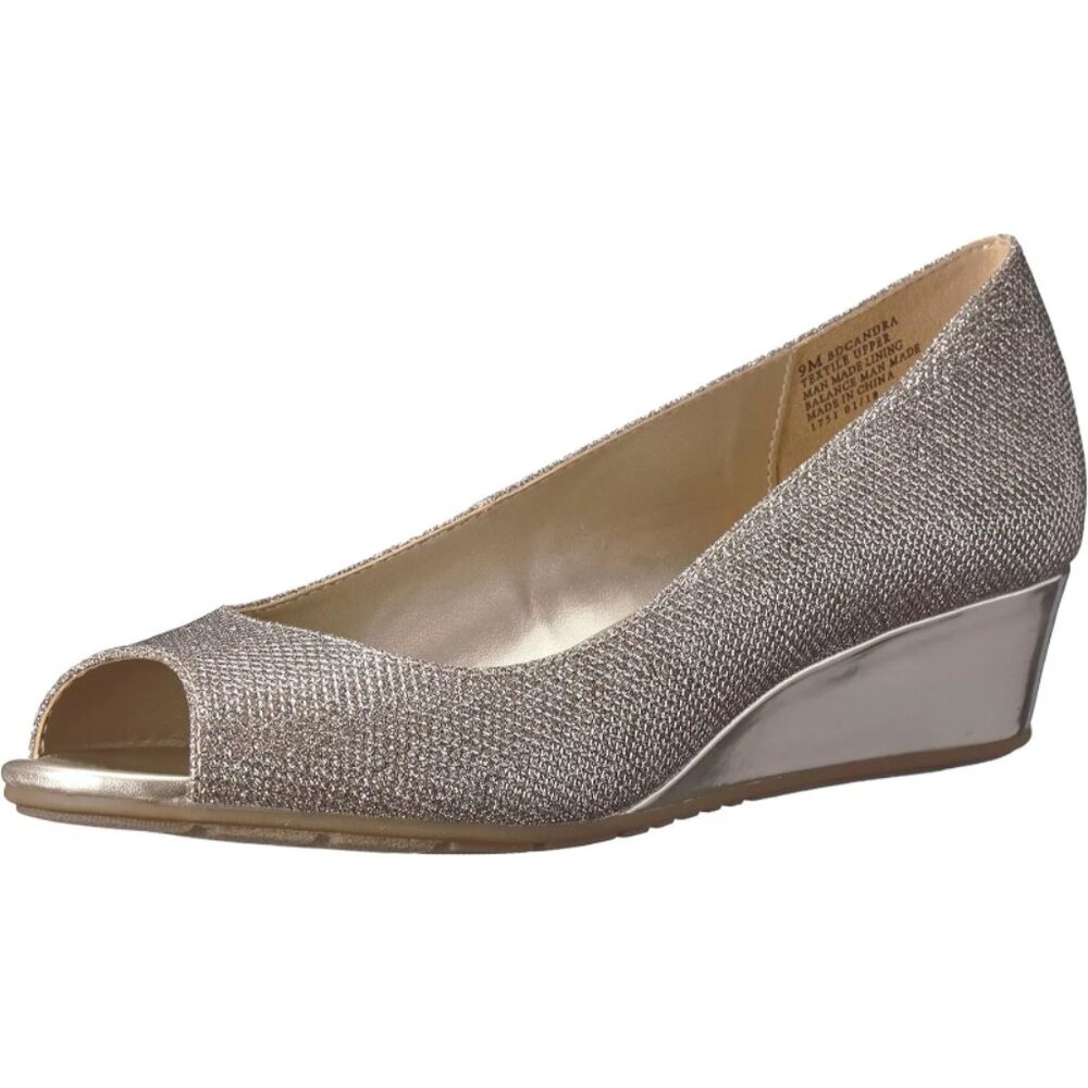 Bandolino Candra BDCANDRA3 Women's Gold Peep-Toe Wedge Heel Platform Pump Heel 6